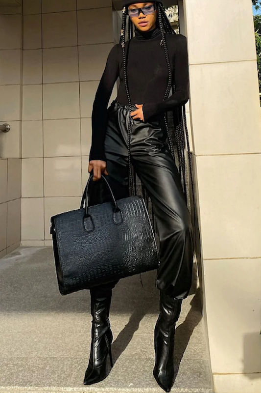 Pointed Toe Stretch PU Bootie OLI J INC