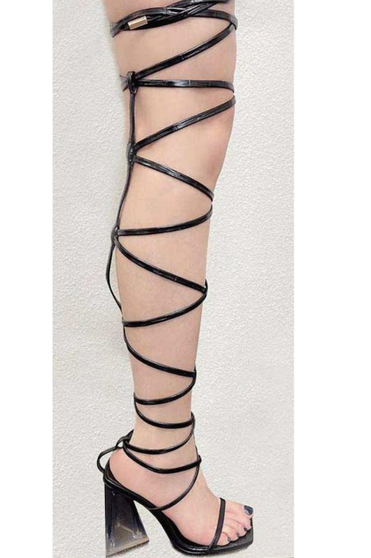 Single Sole Lace Up Textured Heel