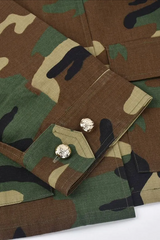 Collared Button Up Camo Print Jacket