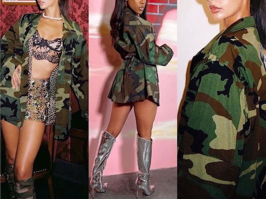 Collared Button Up Camo Print Jacket