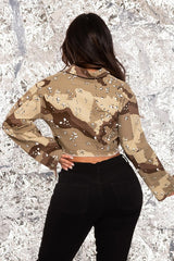 Long Sleeve Camo Crop Jacket