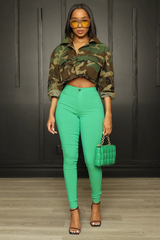 Long Sleeve Camo Crop Jacket