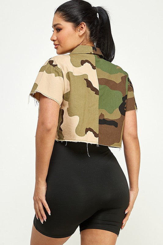 Cropped Camo Combo Top