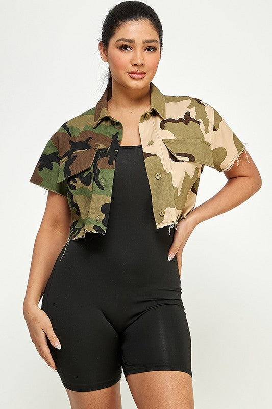 Cropped Camo Combo Top