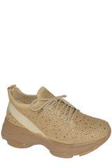 Rhinestone Studded Low Top Sneaker