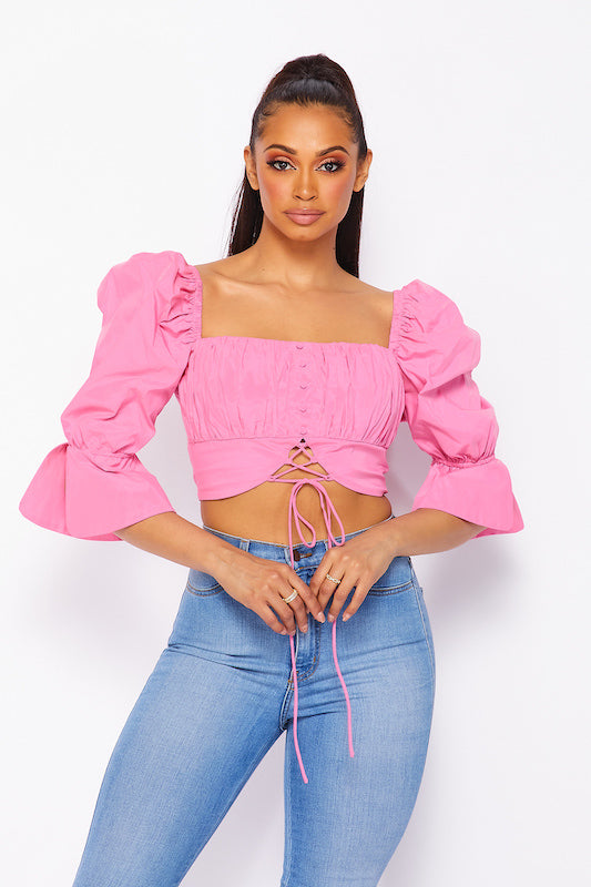 Puff Sleeve Corset Top
