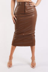 Faux Leather Midi Skirt