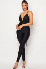Nylon Jumpsuit With Wrap Around Spaghetti Strap