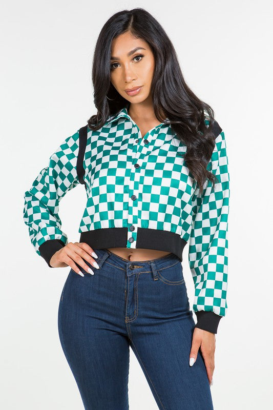 Checker Cropped Jacket