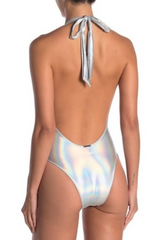 K+K Plunge Halter Sash One Piece Swimwear