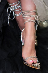 Diamond Detail Lace Up High Heels