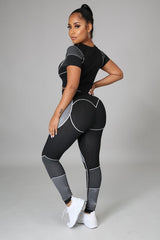 Short Sleeve Crop Tops and Leggings Sport Set