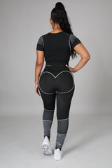 Short Sleeve Crop Tops and Leggings Sport Set