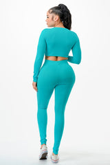 Long Sleeve Crop Top and Legging Pant Set