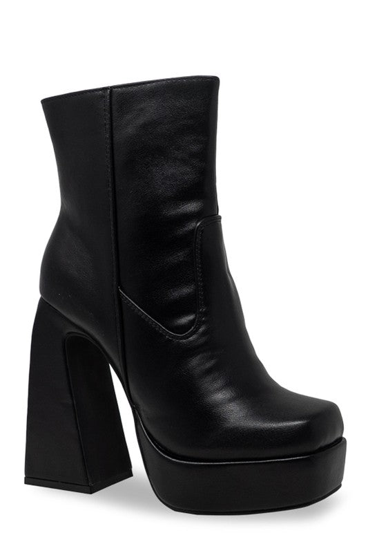 Chunky Flared Platform Heel Bootie