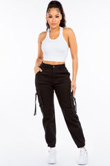 Mid Waist Cargo Jogger Pants