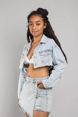 Half Denim Crop Jacket