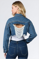 Half Denim Crop Jacket