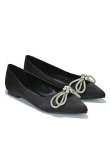 Flat Slip on Shoe with Rhinestone Bow
