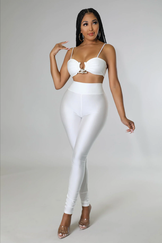 Gold Buckle Crop Top and Pants