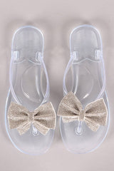 Jelly Flip Flops with Rhinestone Bows