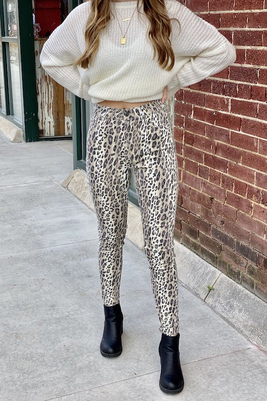High Rise Crop Leopard Skinny Jean