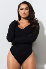Ribbed Off Shoulder Long Sleeve Bodysuit