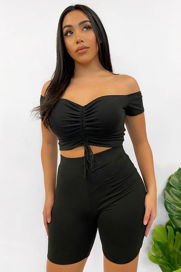 Biker Short and Ruched Top Set