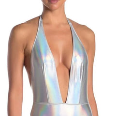 K+K Plunge Halter Sash One Piece Swimwear