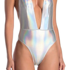 K+K Plunge Halter Sash One Piece Swimwear